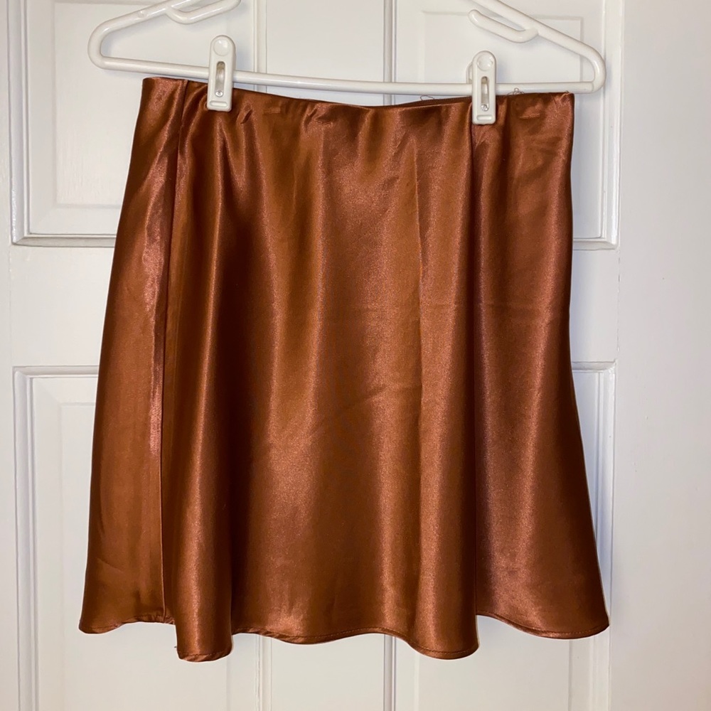 Rose colored silky skirt